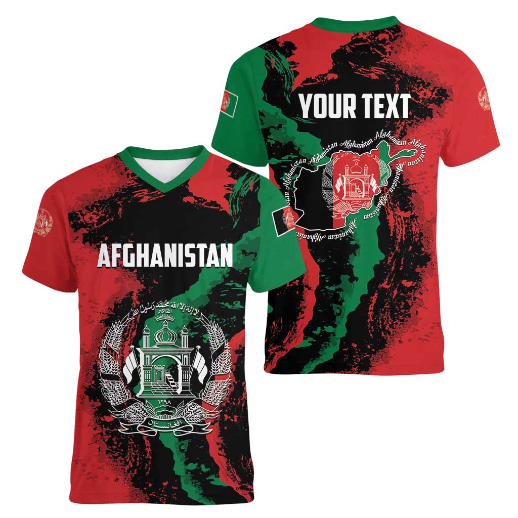 Personalized Afghanistan Women V-Neck T-Shirt Grunge Style