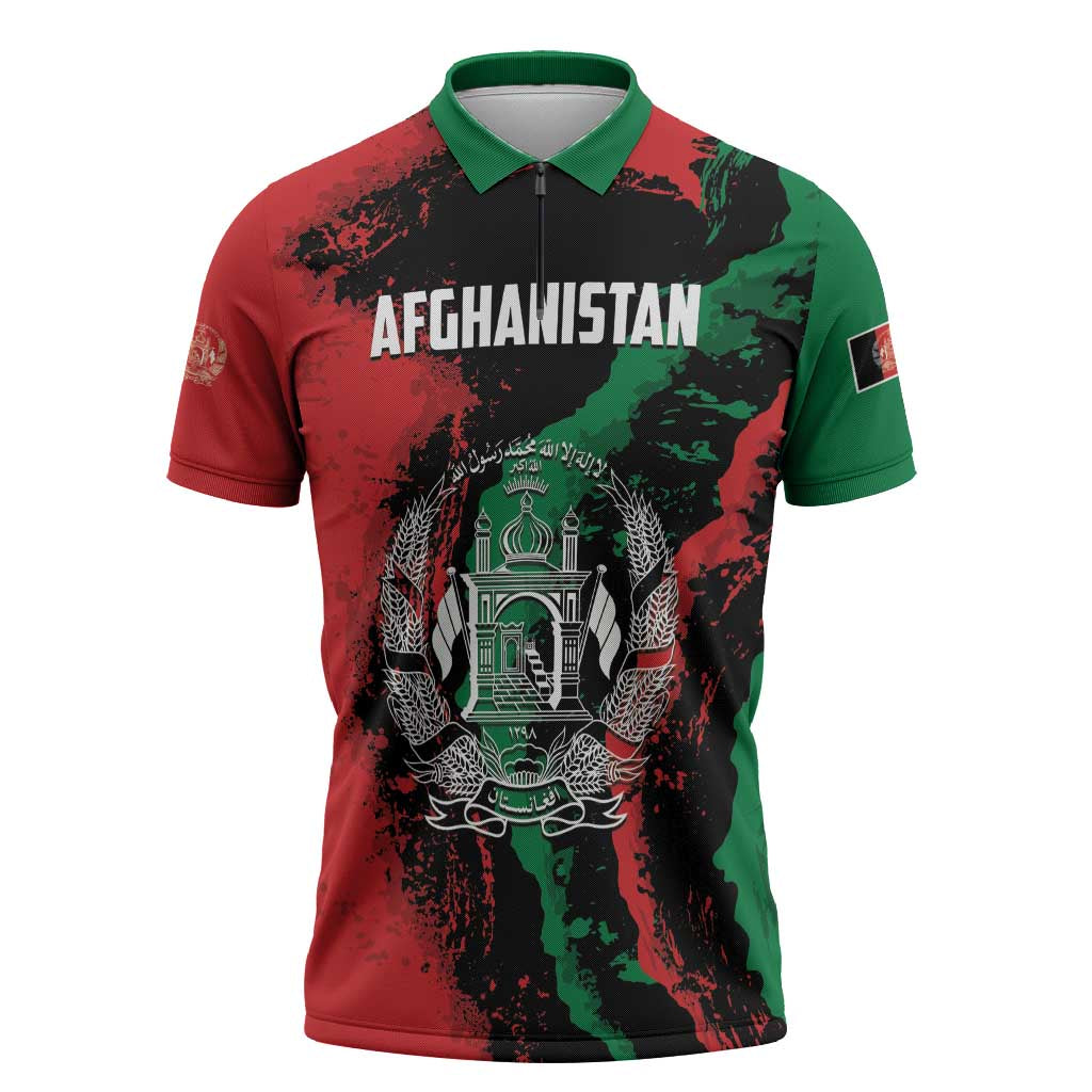 Personalized Afghanistan Zipper Polo Shirt Grunge Style