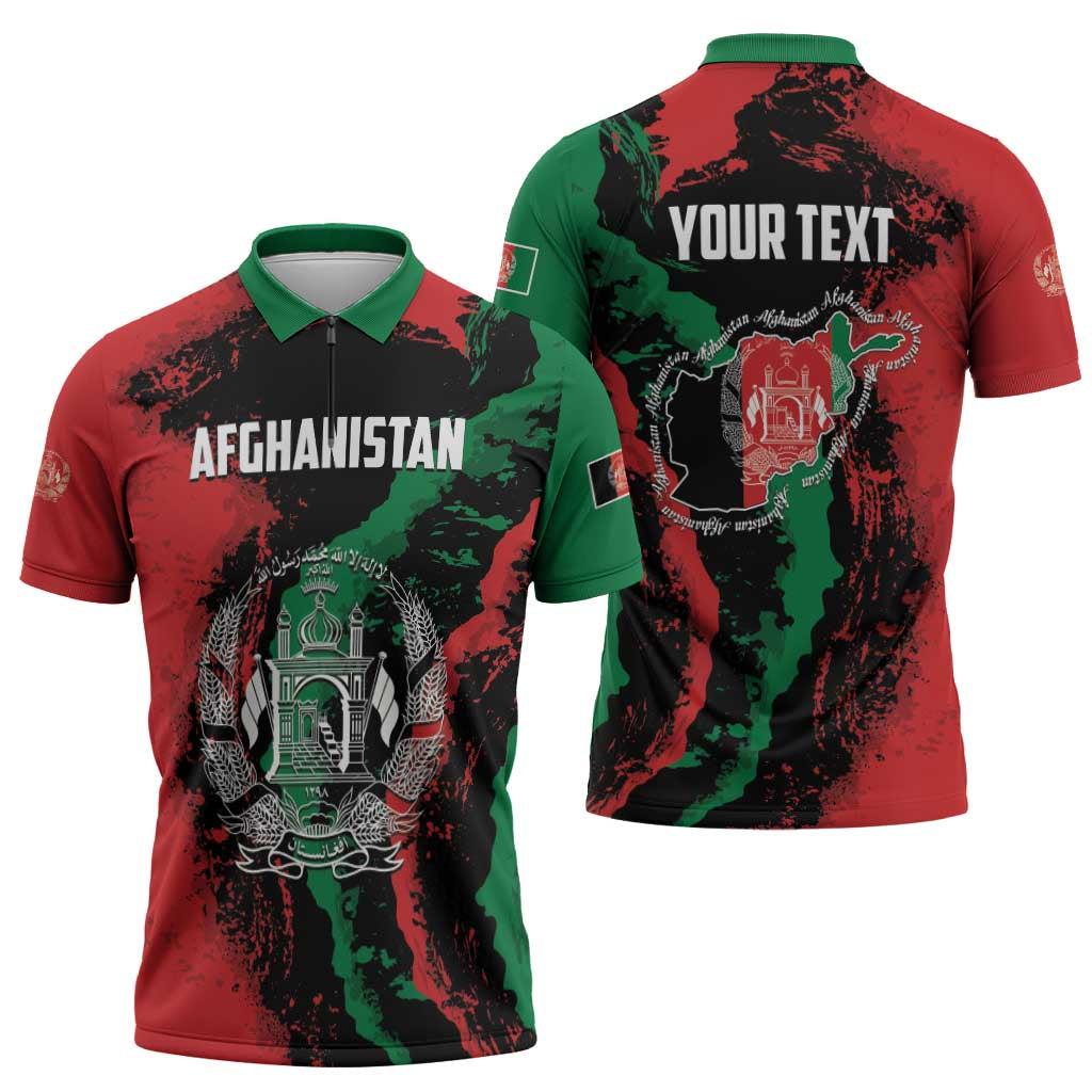 Personalized Afghanistan Zipper Polo Shirt Grunge Style