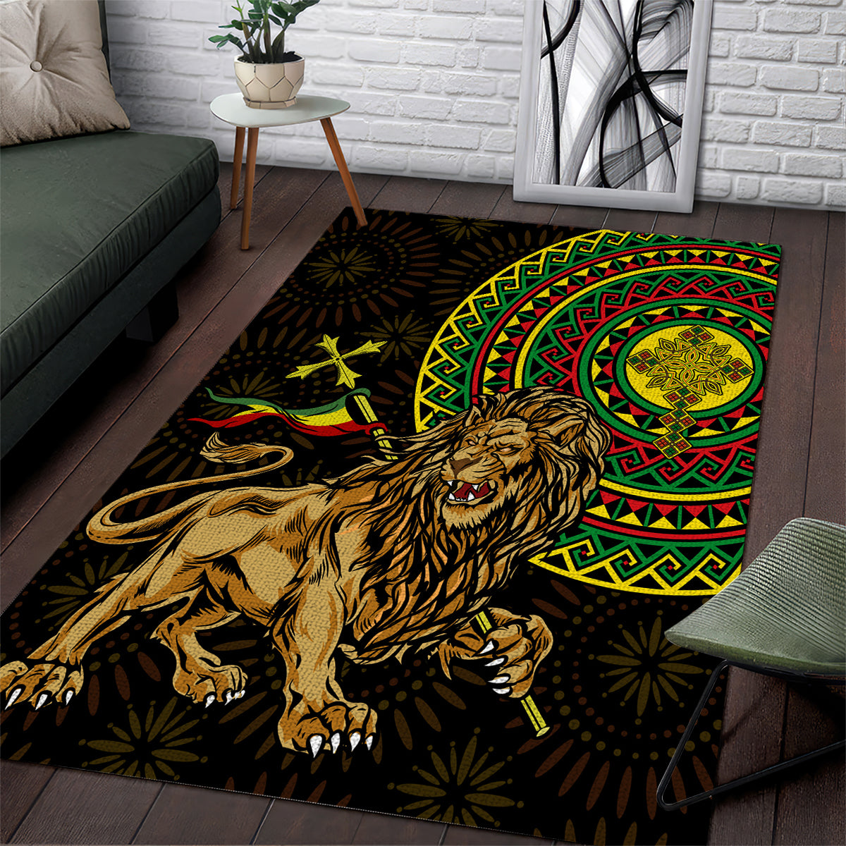 Ethiopia National Day Area Rug Lion Of Judah African Pattern - Wonder Print Shop