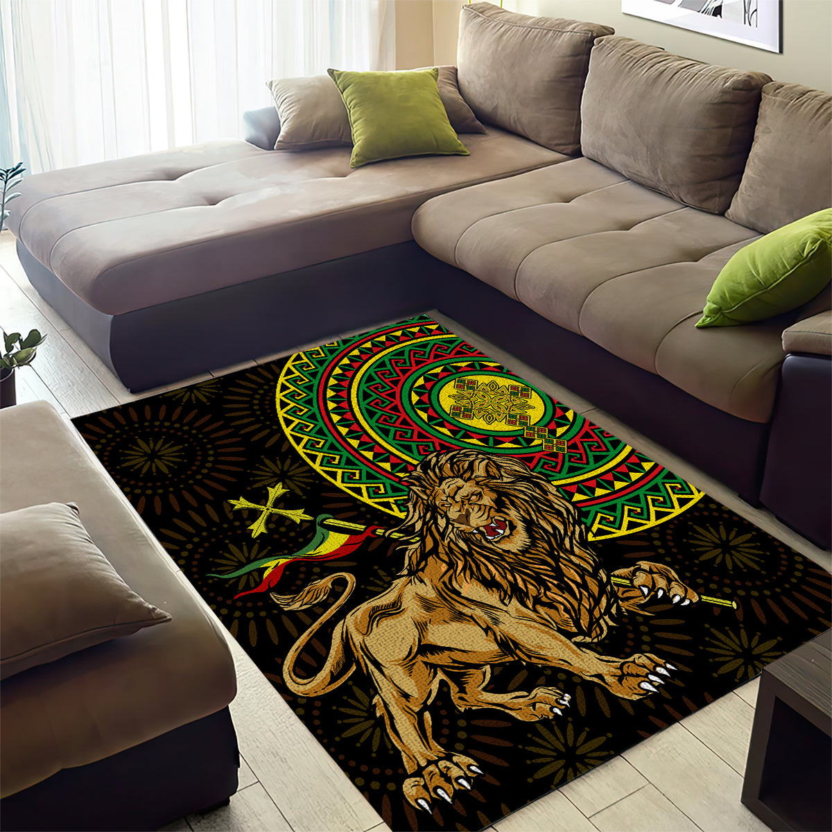 Ethiopia National Day Area Rug Lion Of Judah African Pattern - Wonder Print Shop