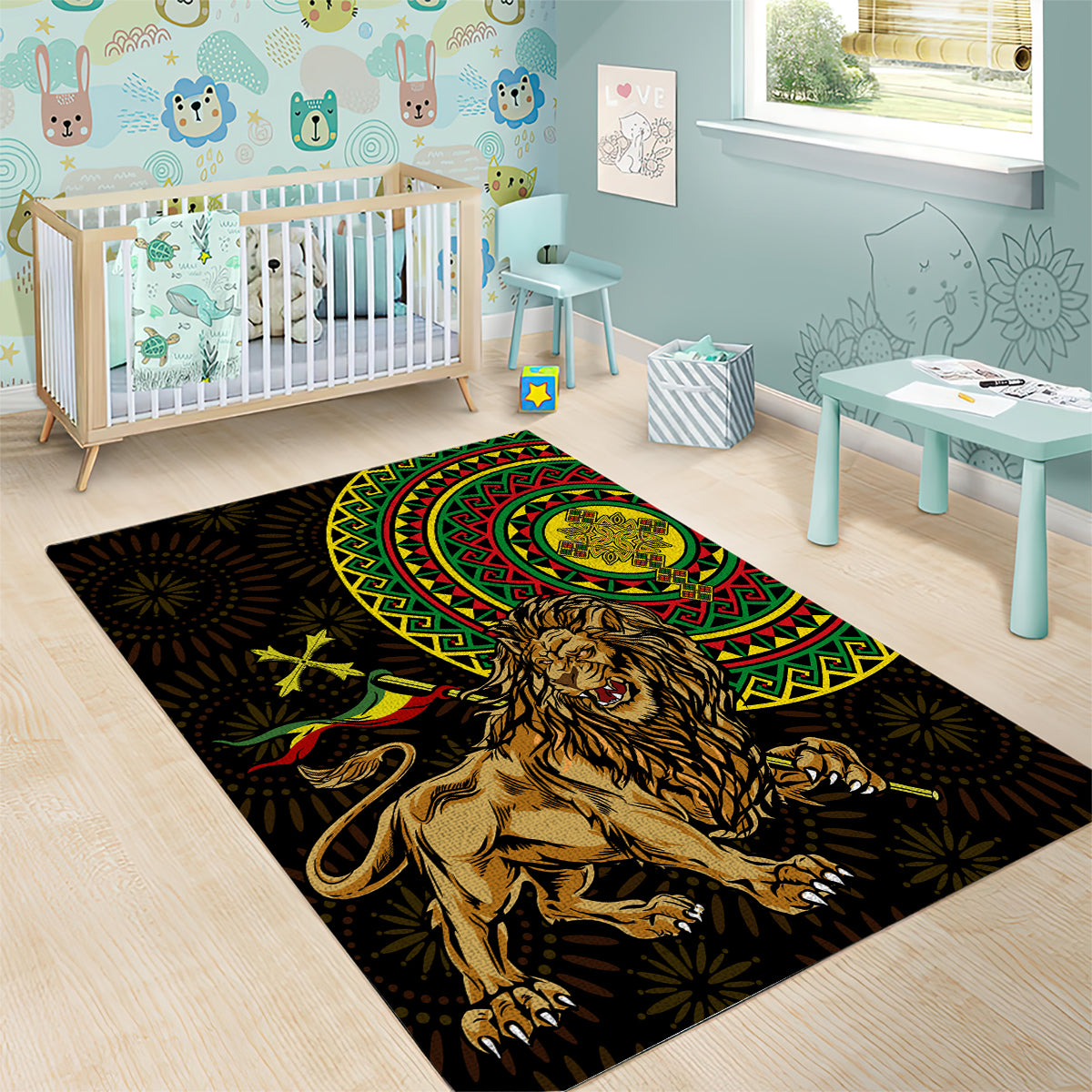 Ethiopia National Day Area Rug Lion Of Judah African Pattern - Wonder Print Shop