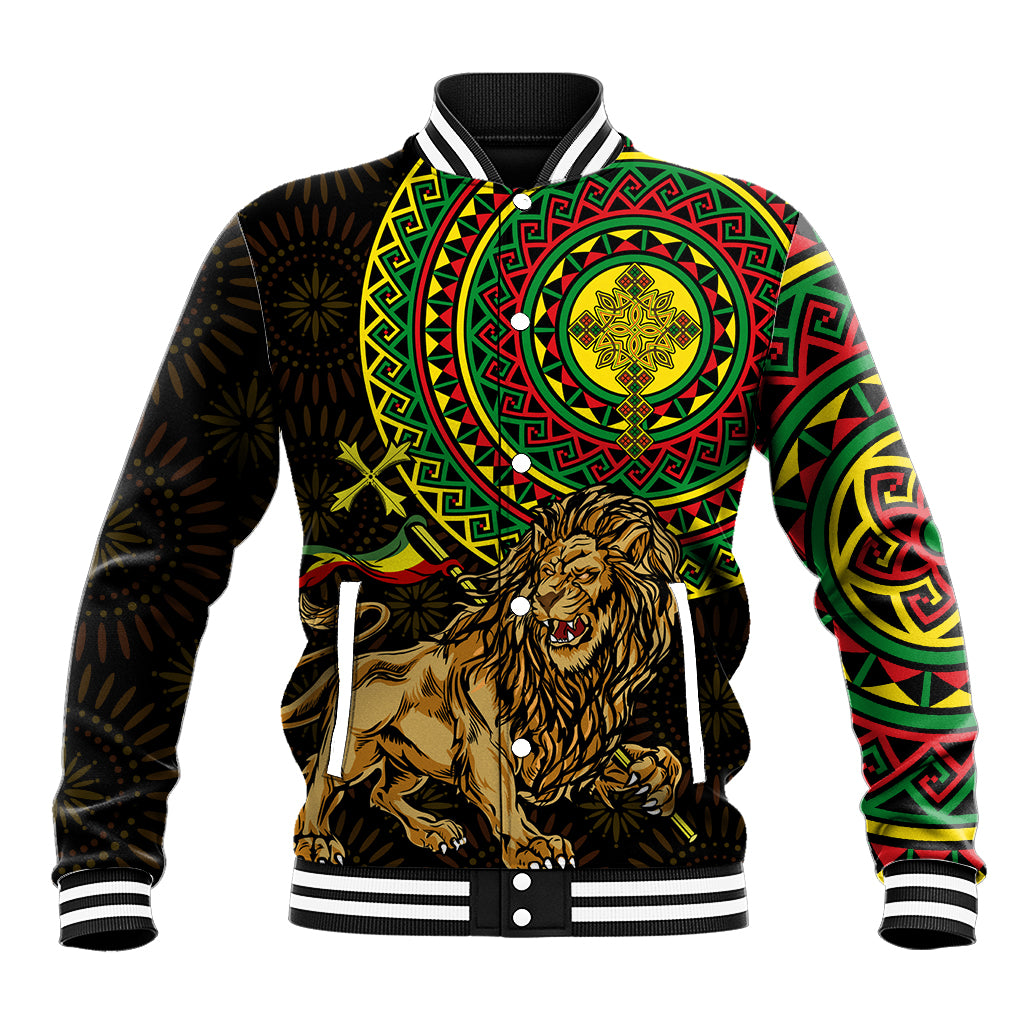 Ethiopia National Day Baseball Jacket Lion Of Judah African Pattern - Wonder Print Shop