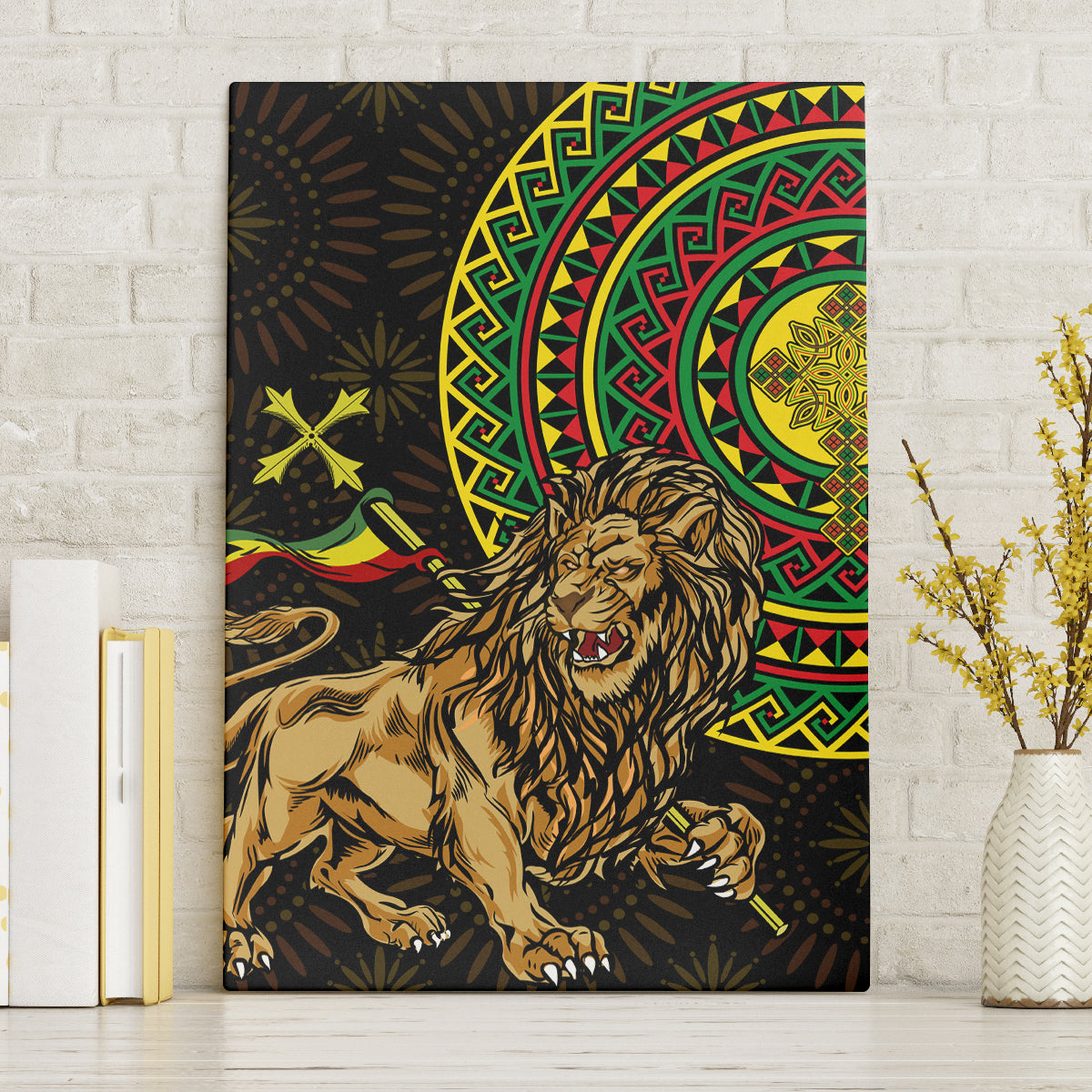 Ethiopia National Day Canvas Wall Art Lion Of Judah African Pattern - Wonder Print Shop