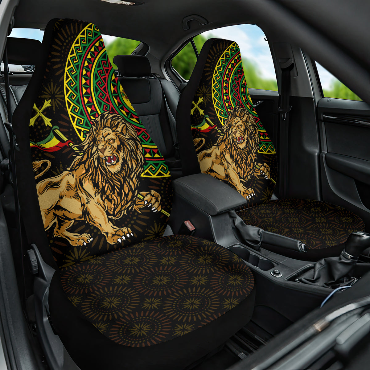 Ethiopia National Day Car Seat Cover Lion Of Judah African Pattern - Wonder Print Shop