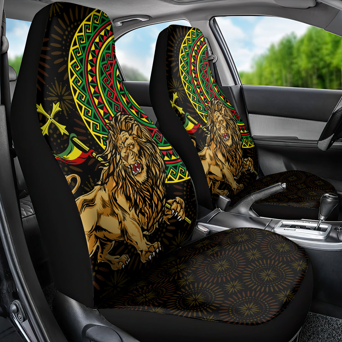 Ethiopia National Day Car Seat Cover Lion Of Judah African Pattern - Wonder Print Shop