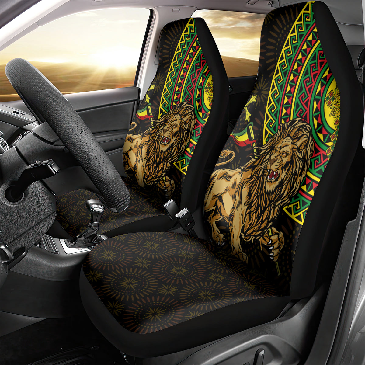 Ethiopia National Day Car Seat Cover Lion Of Judah African Pattern - Wonder Print Shop