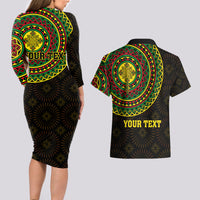 Ethiopia National Day Couples Matching Long Sleeve Bodycon Dress and Hawaiian Shirt Lion Of Judah African Pattern - Wonder Print Shop
