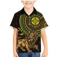 Ethiopia National Day Family Matching Mermaid Dress and Hawaiian Shirt Lion Of Judah African Pattern - Wonder Print Shop