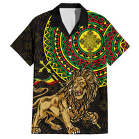 Ethiopia National Day Family Matching Off Shoulder Maxi Dress and Hawaiian Shirt Lion Of Judah African Pattern - Wonder Print Shop
