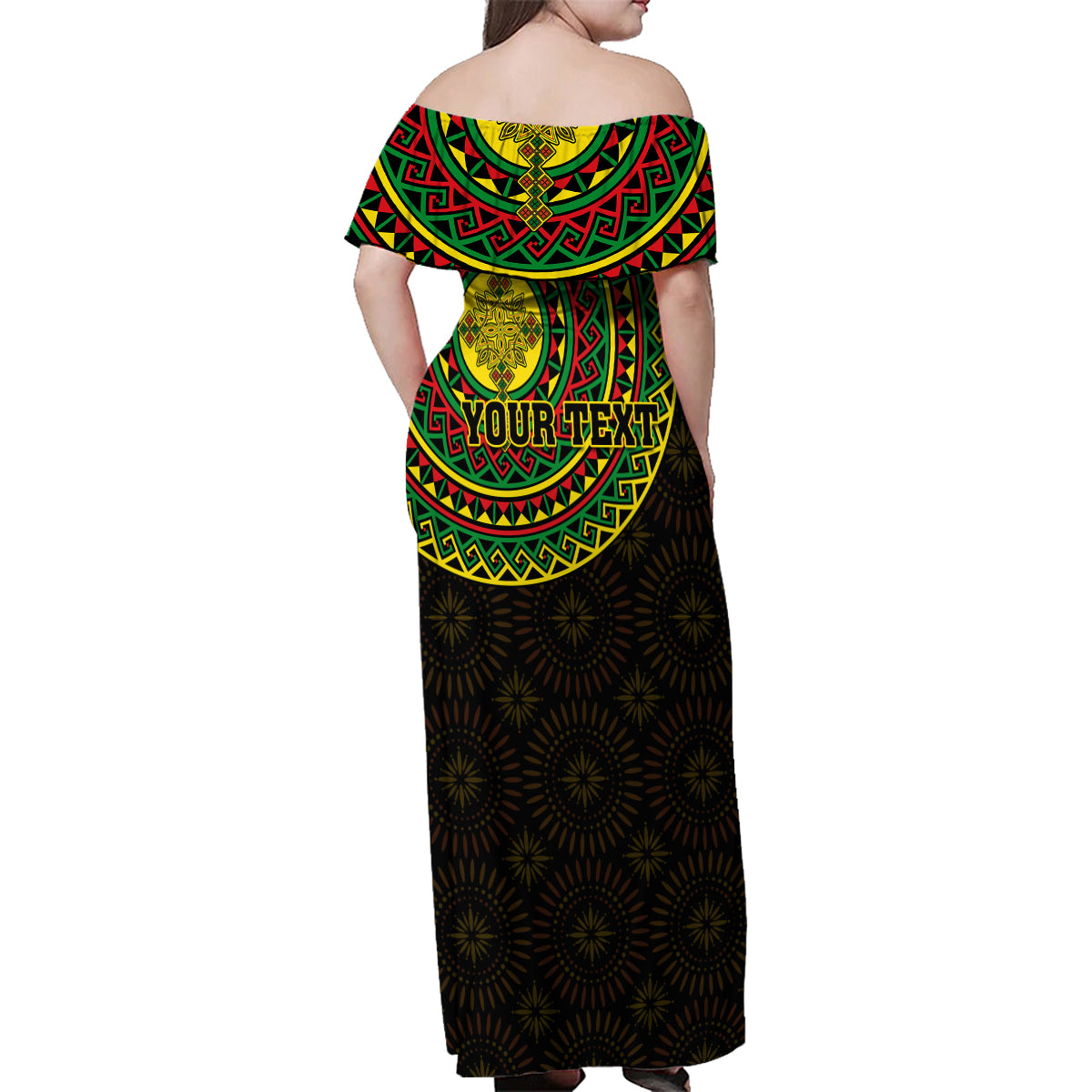 Ethiopia National Day Family Matching Off Shoulder Maxi Dress and Hawaiian Shirt Lion Of Judah African Pattern - Wonder Print Shop
