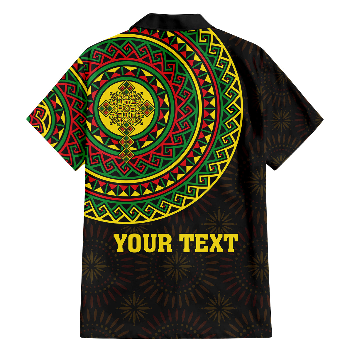 Ethiopia National Day Family Matching Off Shoulder Short Dress and Hawaiian Shirt Lion Of Judah African Pattern - Wonder Print Shop