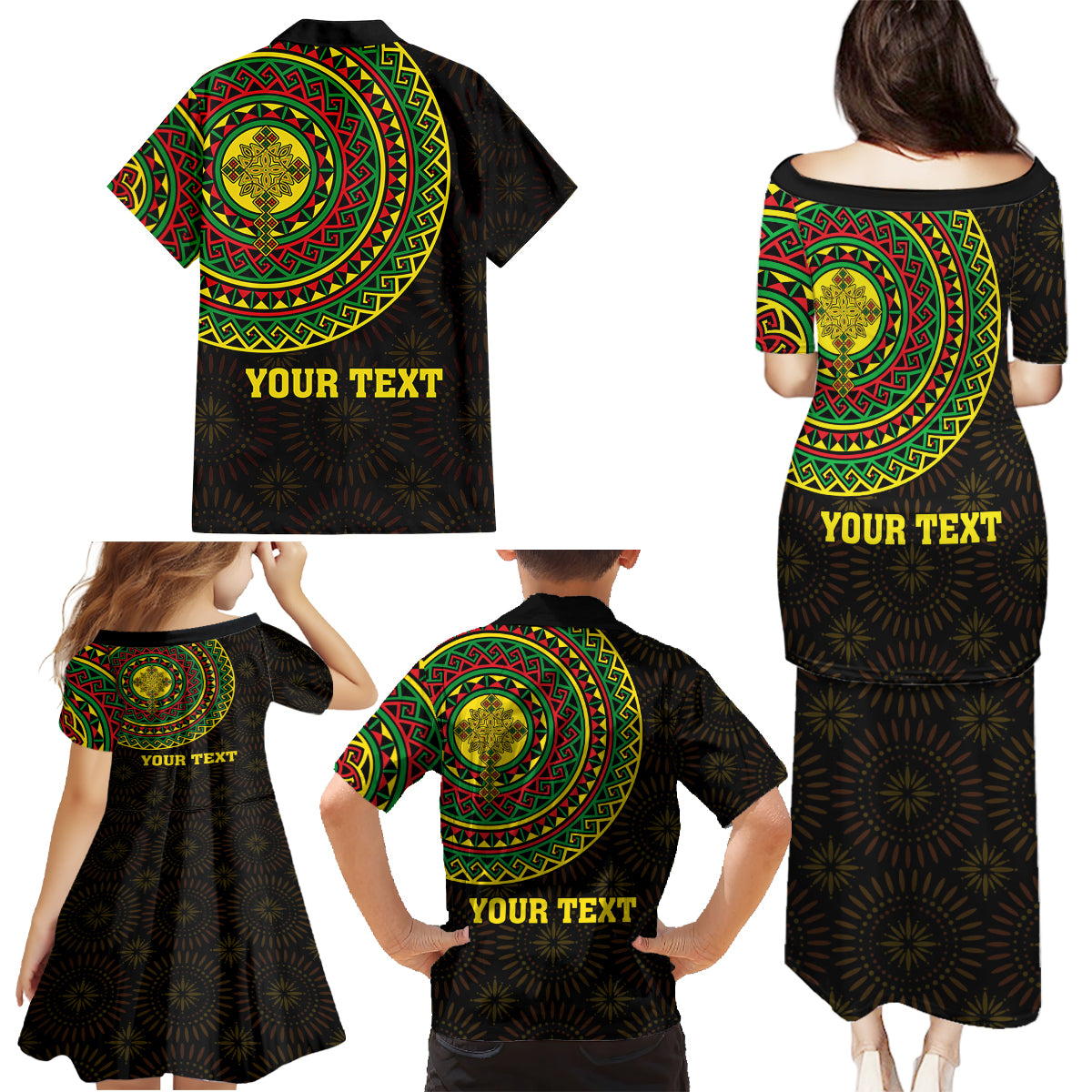Ethiopia National Day Family Matching Puletasi and Hawaiian Shirt Lion Of Judah African Pattern - Wonder Print Shop