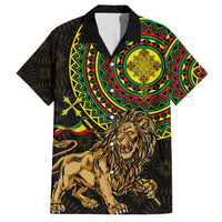 Ethiopia National Day Family Matching Short Sleeve Bodycon Dress and Hawaiian Shirt Lion Of Judah African Pattern - Wonder Print Shop