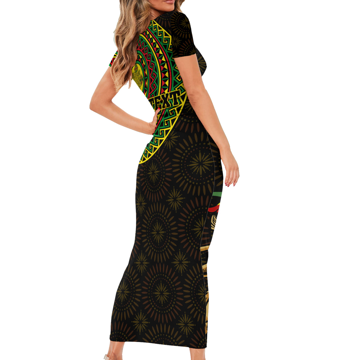 Ethiopia National Day Family Matching Short Sleeve Bodycon Dress and Hawaiian Shirt Lion Of Judah African Pattern - Wonder Print Shop