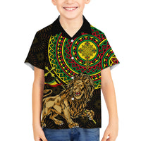 Ethiopia National Day Family Matching Summer Maxi Dress and Hawaiian Shirt Lion Of Judah African Pattern - Wonder Print Shop