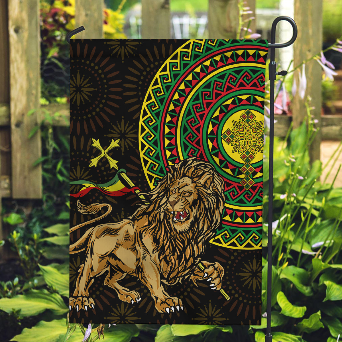 Ethiopia National Day Garden Flag Lion Of Judah African Pattern - Wonder Print Shop