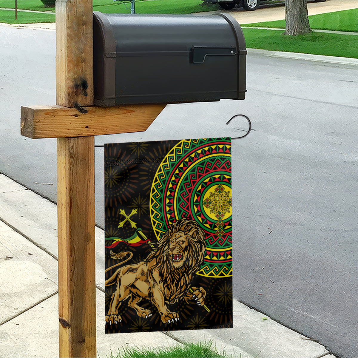 Ethiopia National Day Garden Flag Lion Of Judah African Pattern - Wonder Print Shop