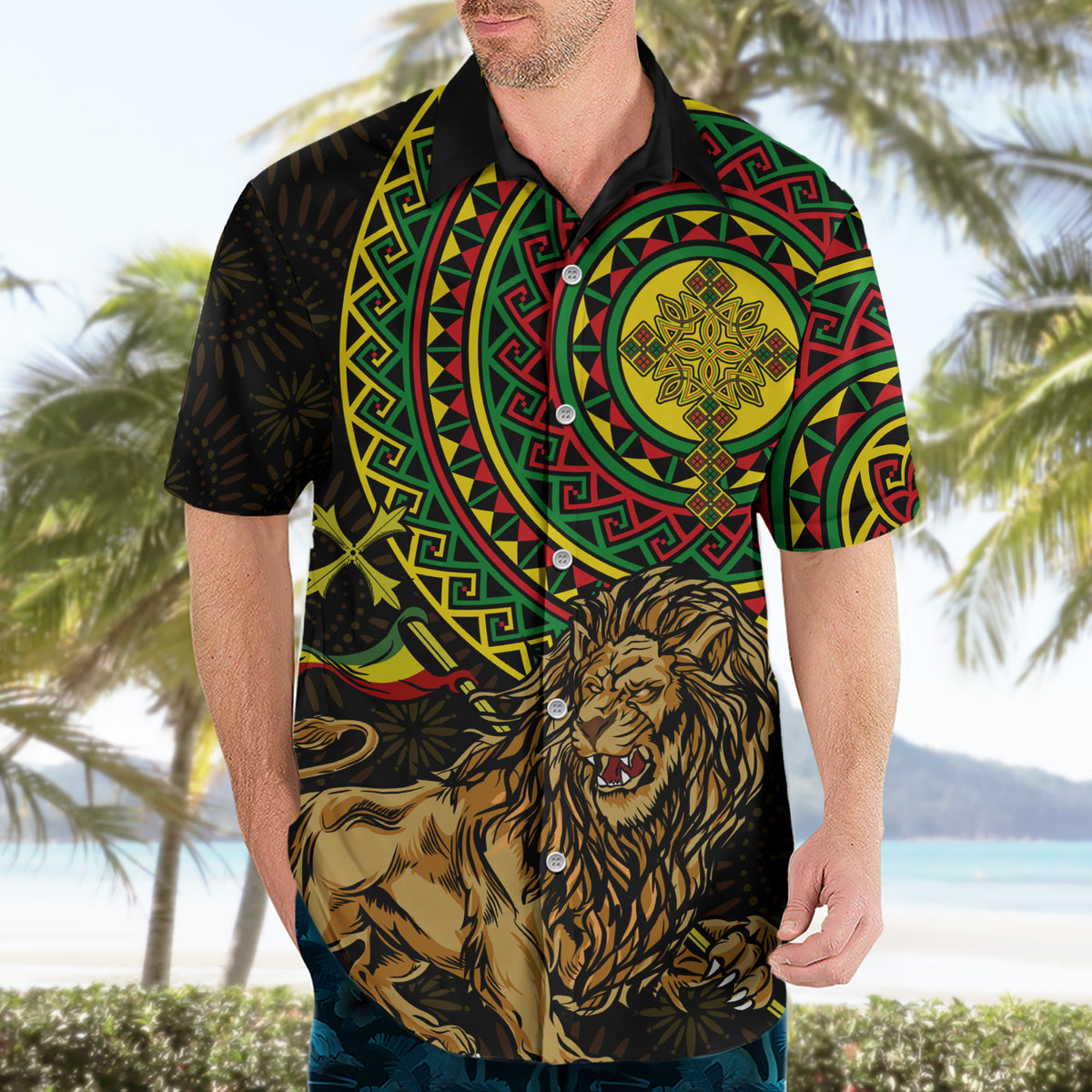 Ethiopia National Day Hawaiian Shirt Lion Of Judah African Pattern - Wonder Print Shop