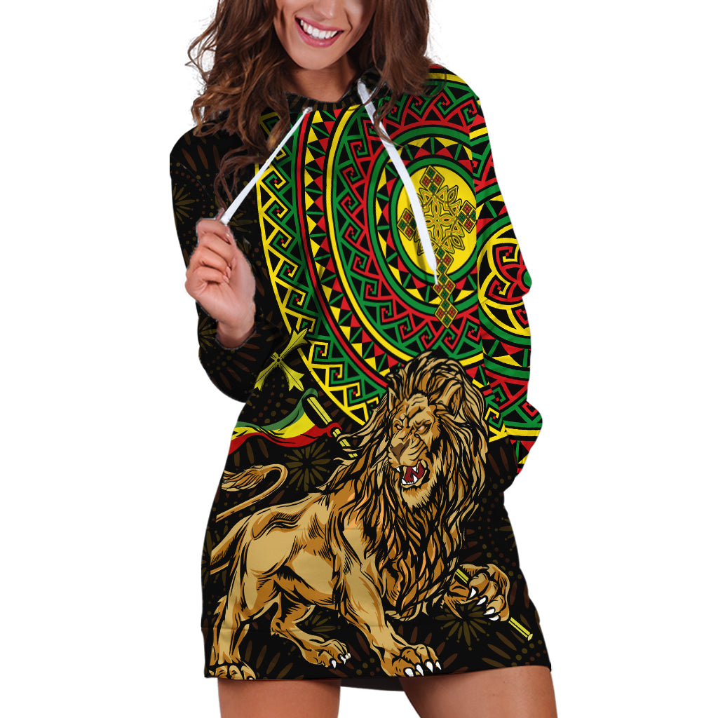 Ethiopia National Day Hoodie Dress Lion Of Judah African Pattern
