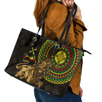 Ethiopia National Day Leather Tote Bag Lion Of Judah African Pattern - Wonder Print Shop