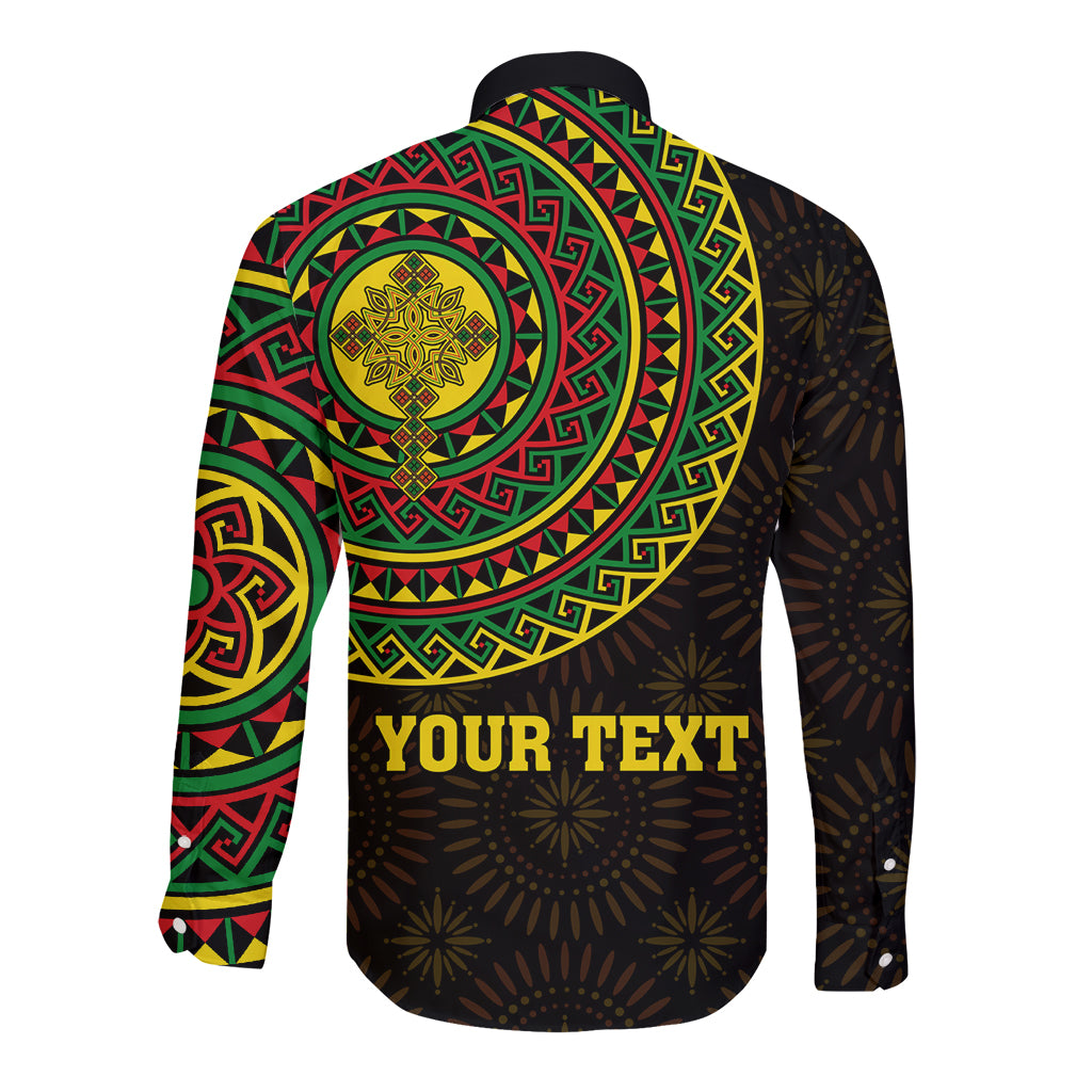 Ethiopia National Day Long Sleeve Button Shirt Lion Of Judah African Pattern - Wonder Print Shop