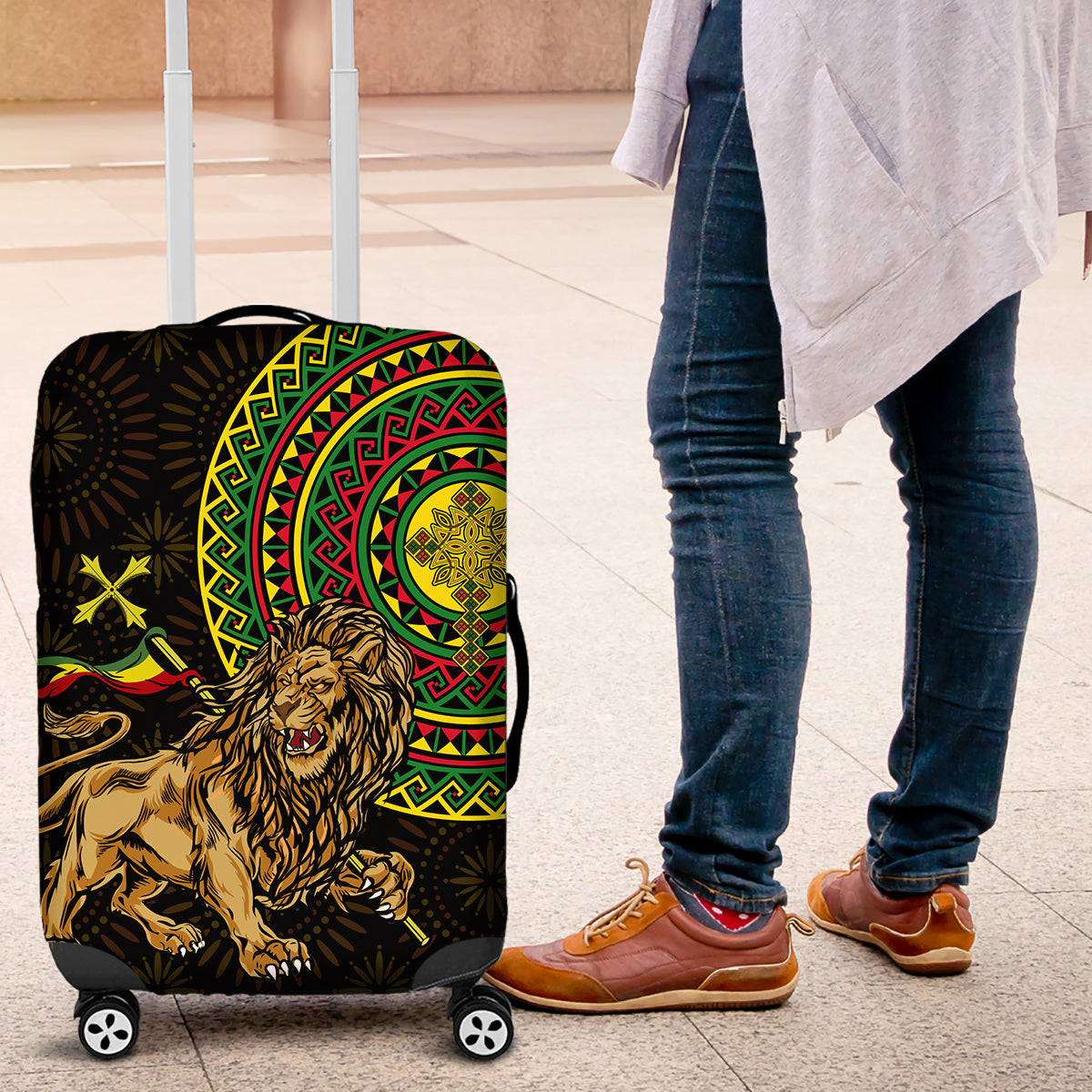 Ethiopia National Day Luggage Cover Lion Of Judah African Pattern - Wonder Print Shop