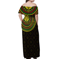 Ethiopia National Day Off Shoulder Maxi Dress Lion Of Judah African Pattern - Wonder Print Shop