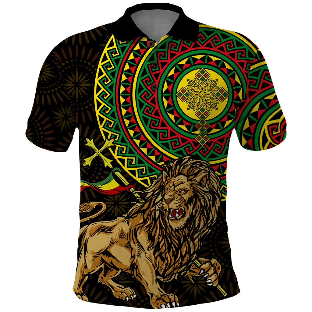 Ethiopia National Day Polo Shirt Lion Of Judah African Pattern - Wonder Print Shop