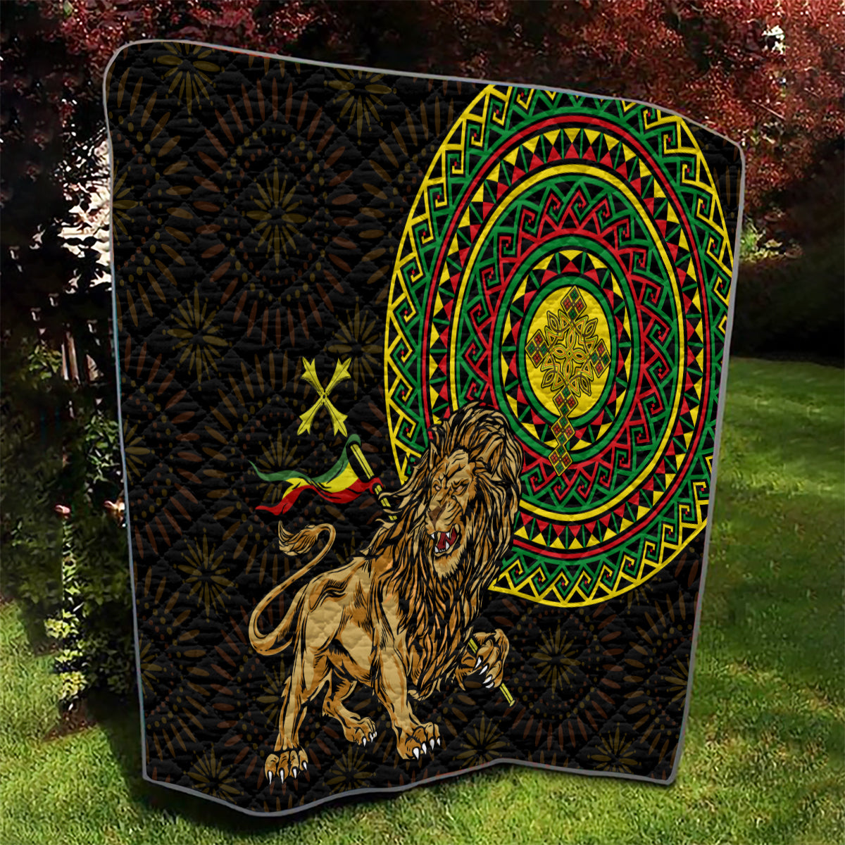 Ethiopia National Day Quilt Lion Of Judah African Pattern - Wonder Print Shop