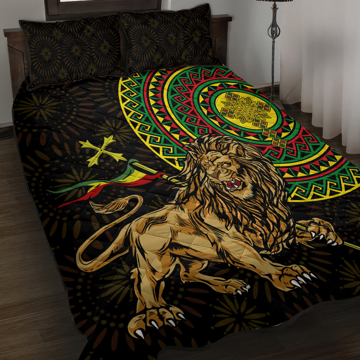 Ethiopia National Day Quilt Bed Set Lion Of Judah African Pattern - Wonder Print Shop