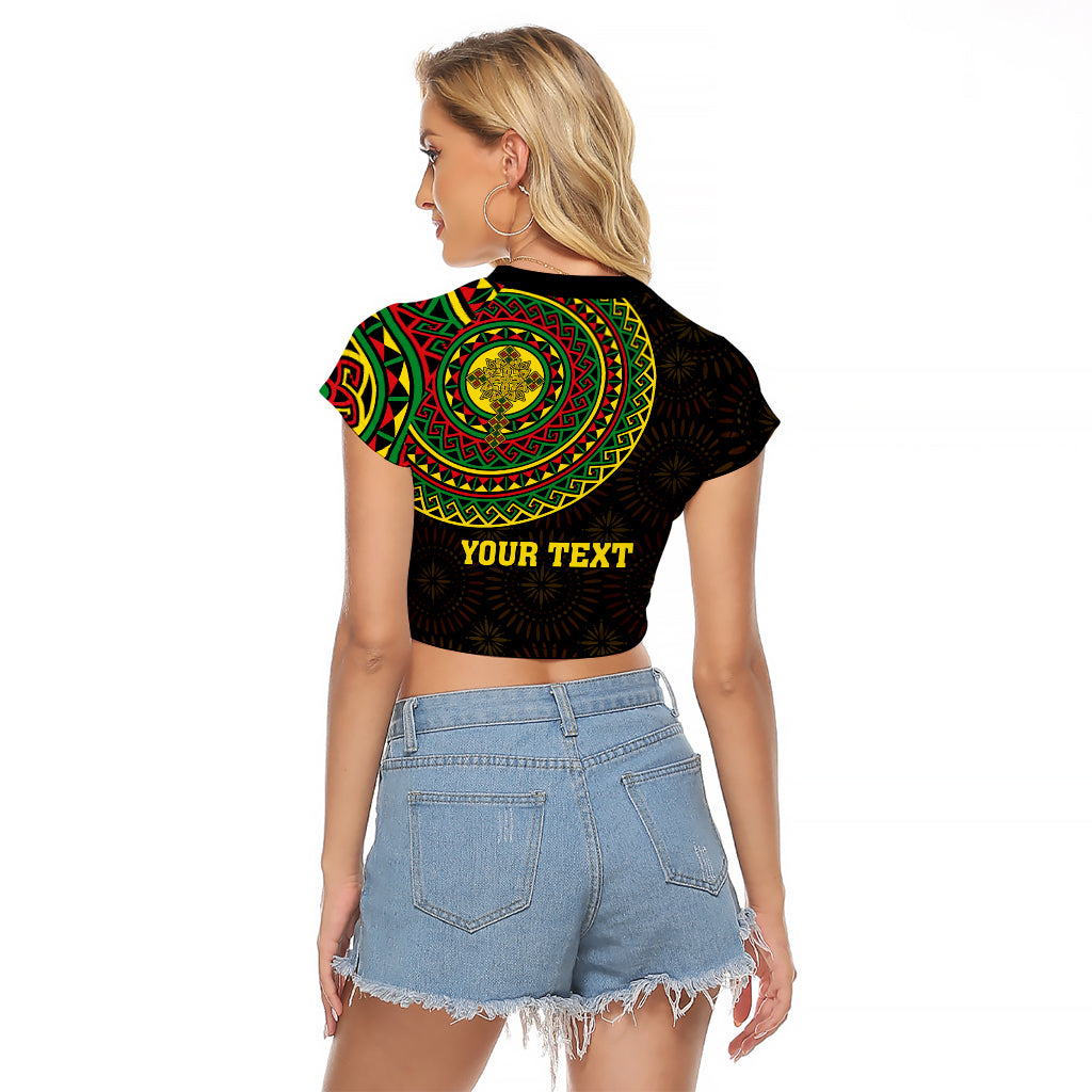 Ethiopia National Day Raglan Cropped T Shirt Lion Of Judah African Pattern - Wonder Print Shop