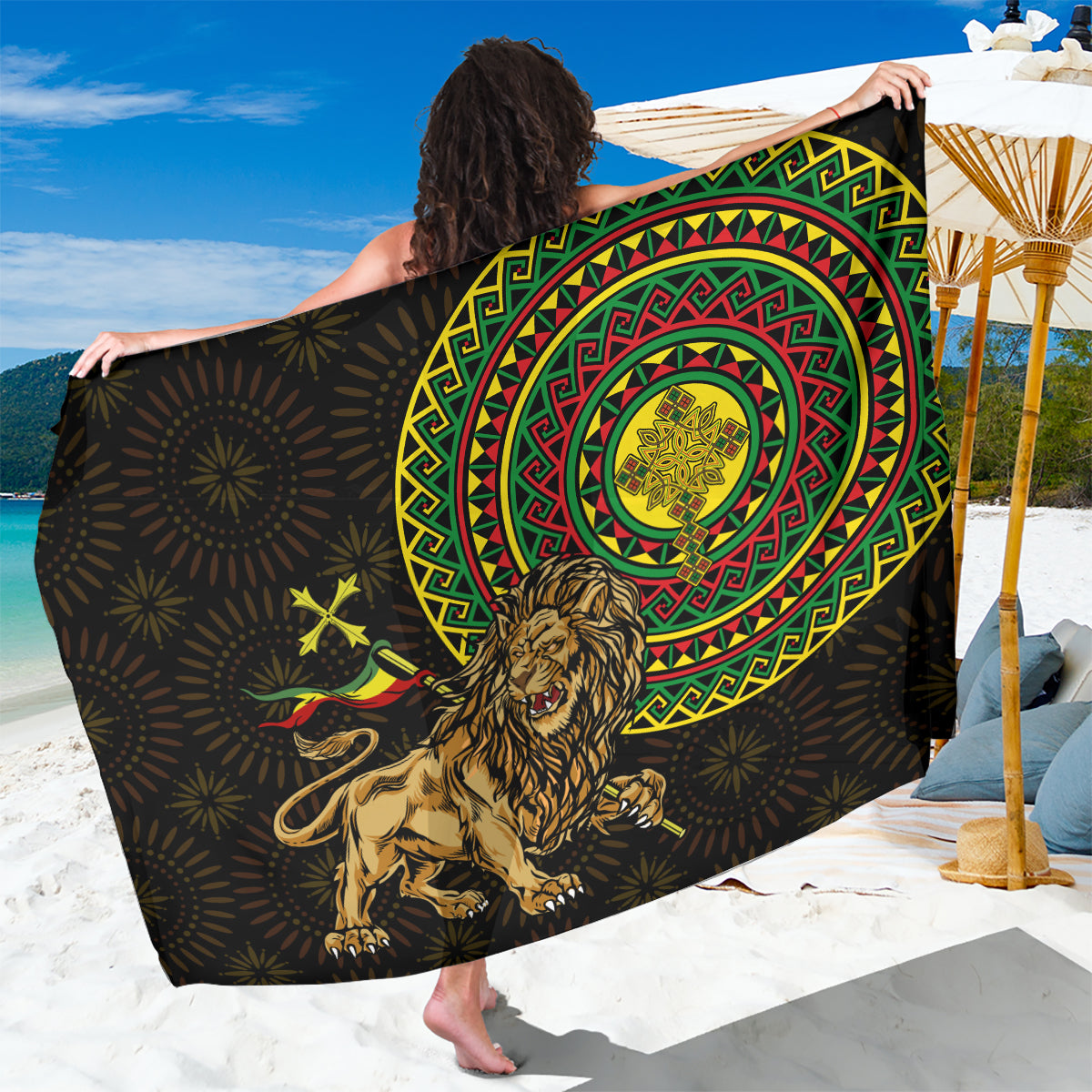 Ethiopia National Day Sarong Lion Of Judah African Pattern