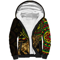Ethiopia National Day Sherpa Hoodie Lion Of Judah African Pattern - Wonder Print Shop