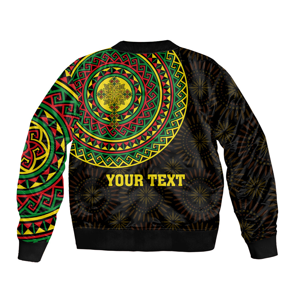 Ethiopia National Day Sleeve Zip Bomber Jacket Lion Of Judah African Pattern - Wonder Print Shop