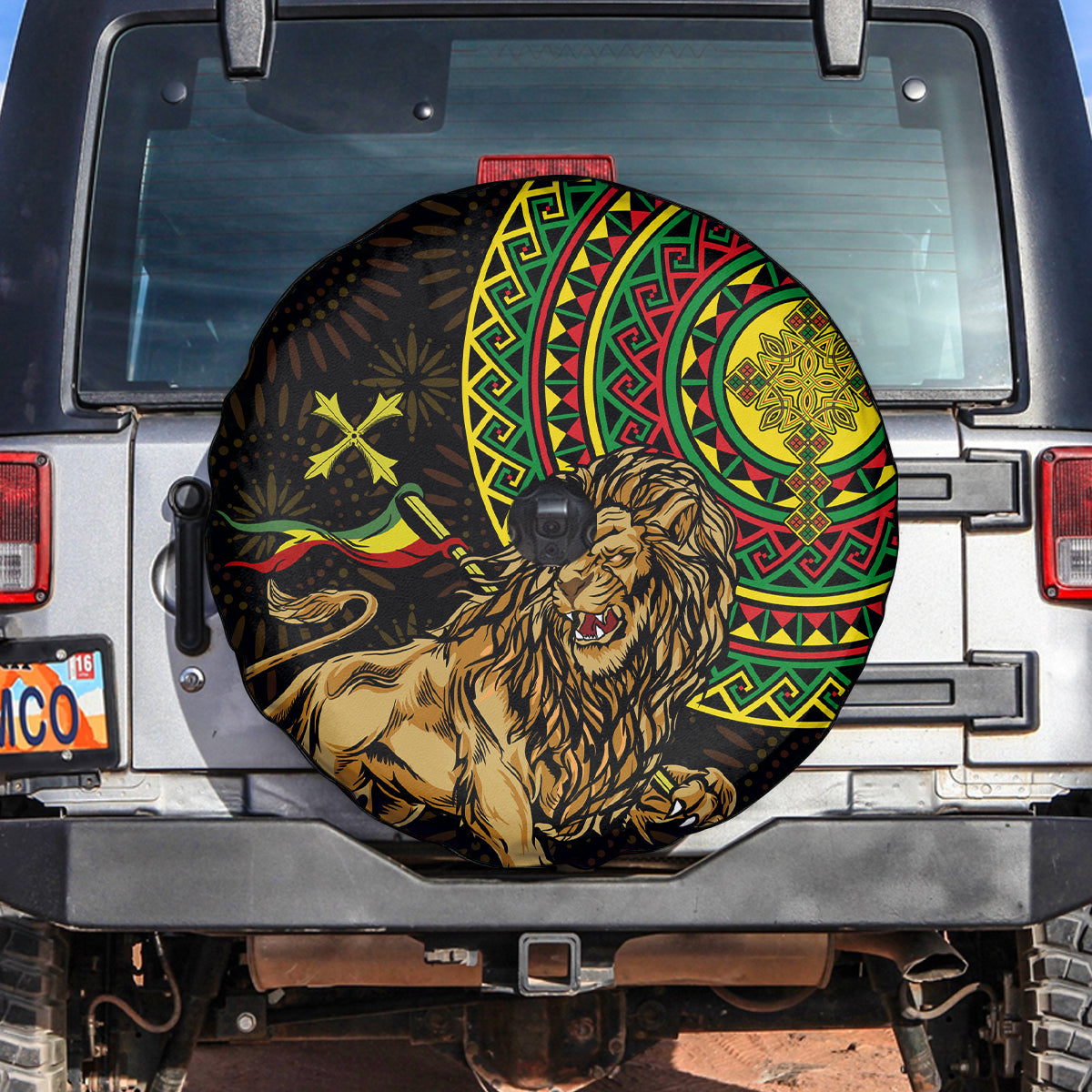 Ethiopia National Day Spare Tire Cover Lion Of Judah African Pattern - Wonder Print Shop