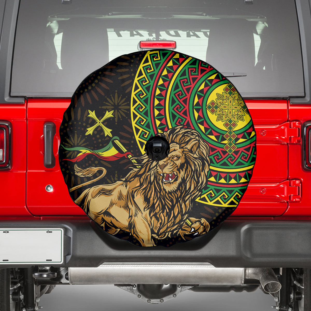 Ethiopia National Day Spare Tire Cover Lion Of Judah African Pattern - Wonder Print Shop