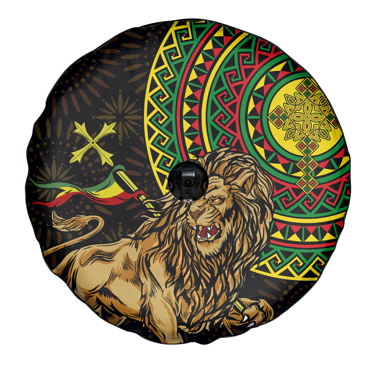 Ethiopia National Day Spare Tire Cover Lion Of Judah African Pattern - Wonder Print Shop
