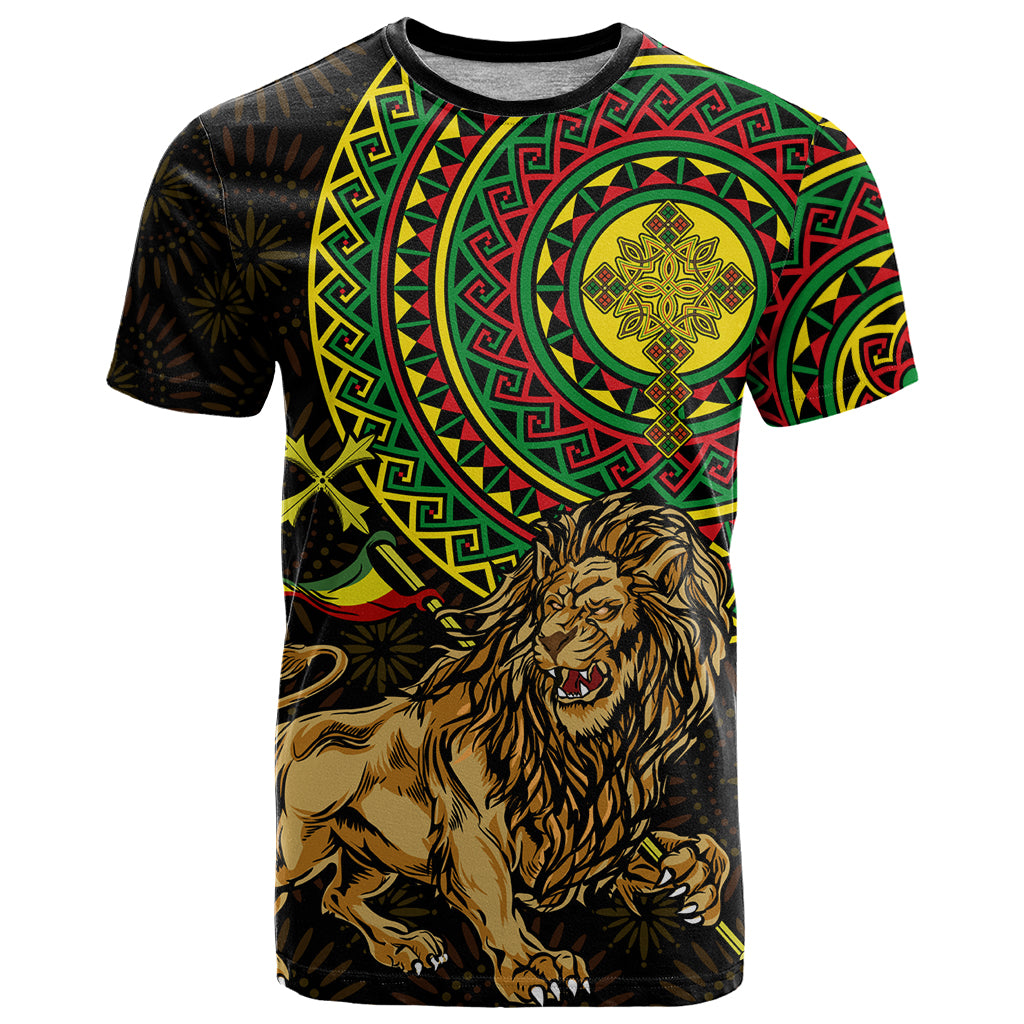 Ethiopia National Day T Shirt Lion Of Judah African Pattern - Wonder Print Shop