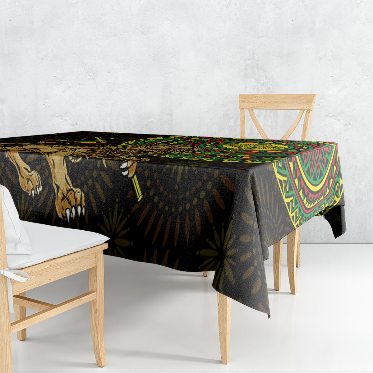 Ethiopia National Day Tablecloth Lion Of Judah African Pattern - Wonder Print Shop