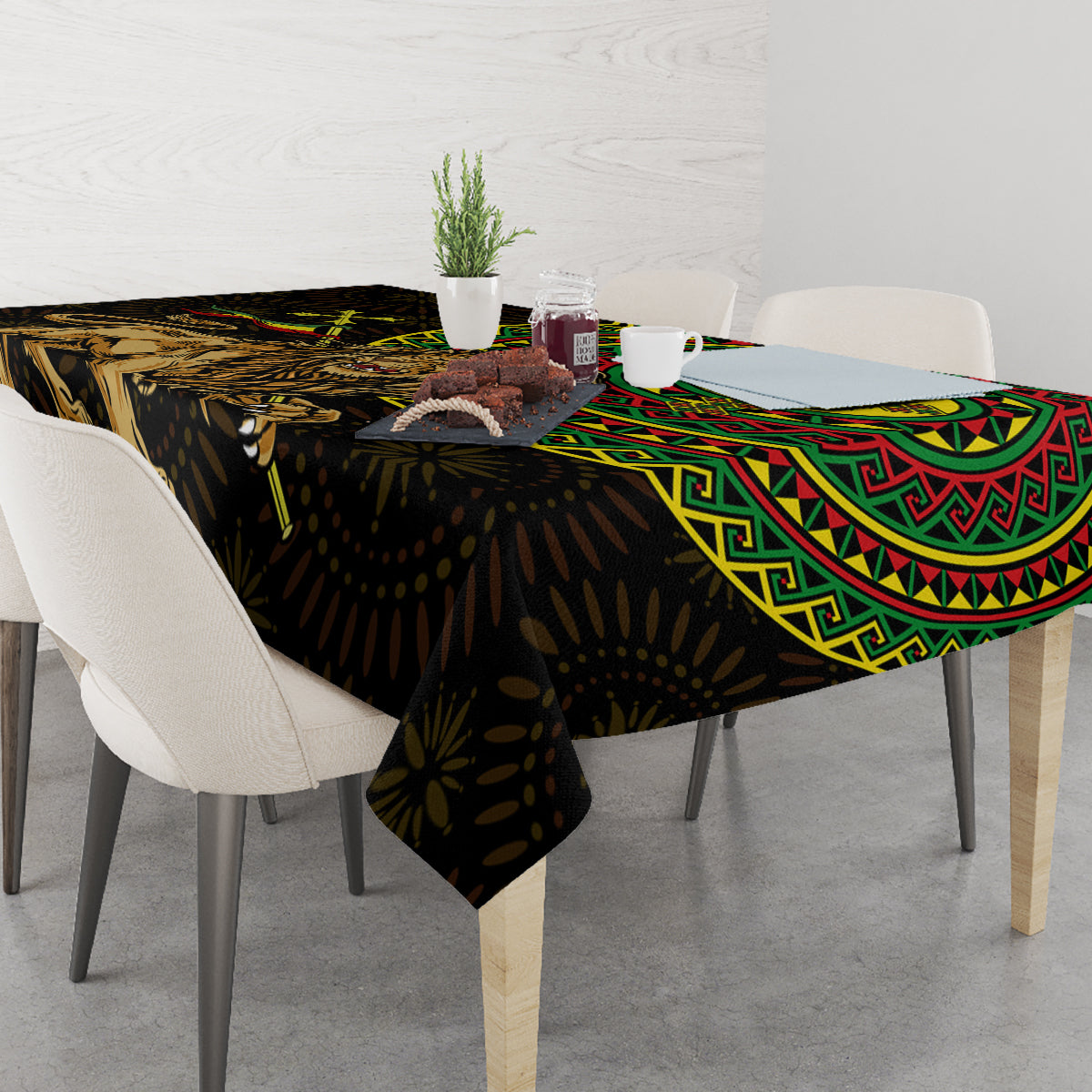 Ethiopia National Day Tablecloth Lion Of Judah African Pattern - Wonder Print Shop