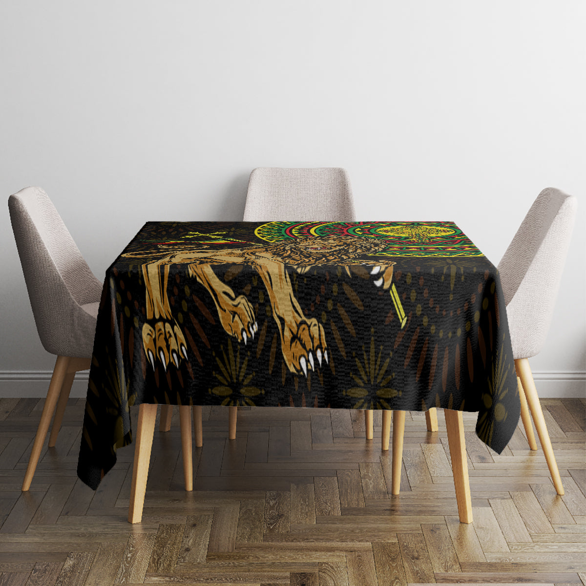 Ethiopia National Day Tablecloth Lion Of Judah African Pattern - Wonder Print Shop