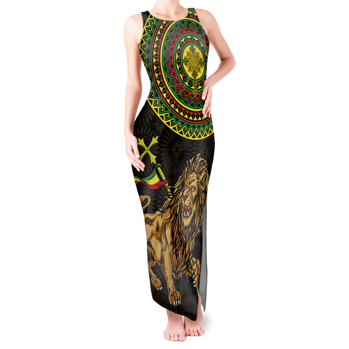 Ethiopia National Day Tank Maxi Dress Lion Of Judah African Pattern