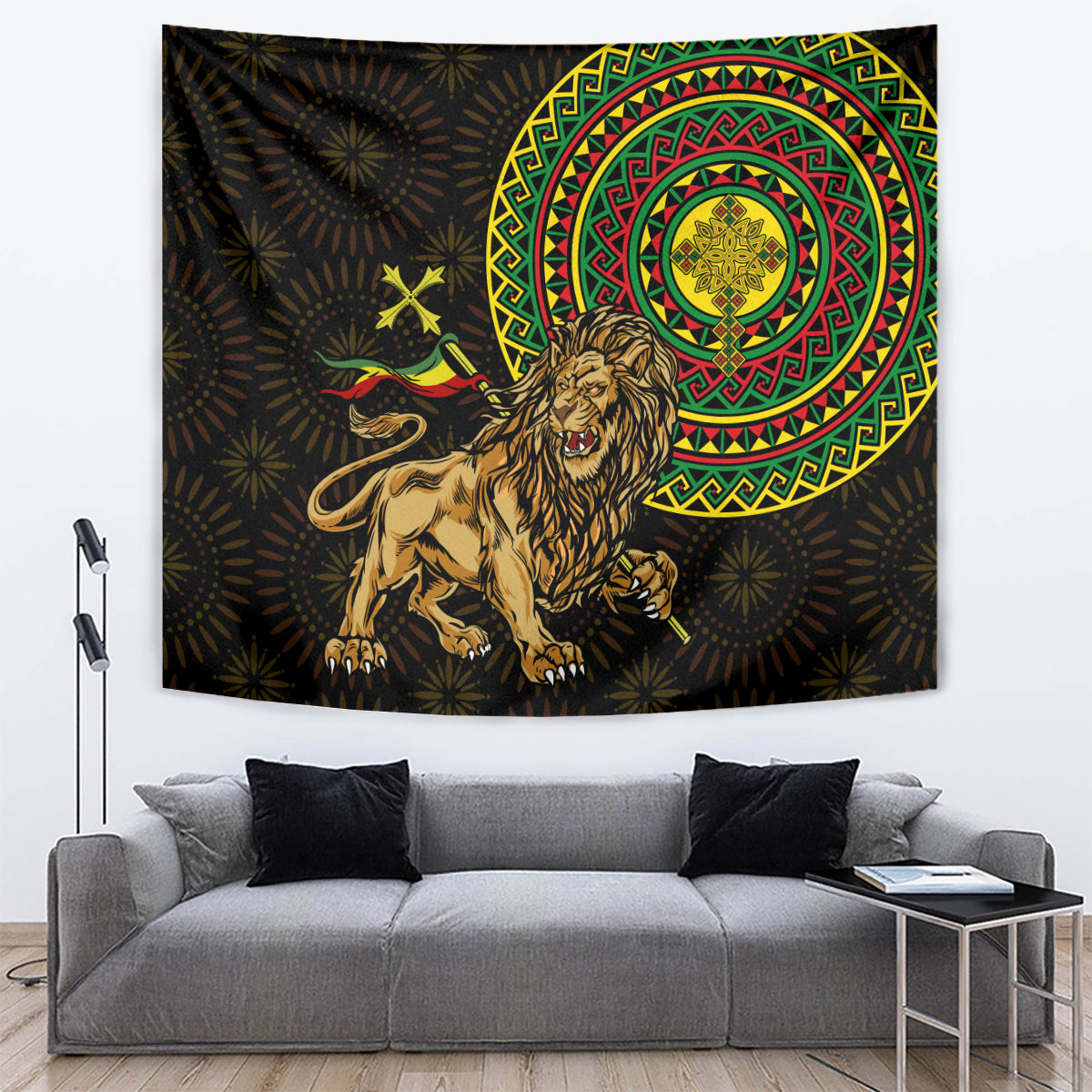 Ethiopia National Day Tapestry Lion Of Judah African Pattern - Wonder Print Shop