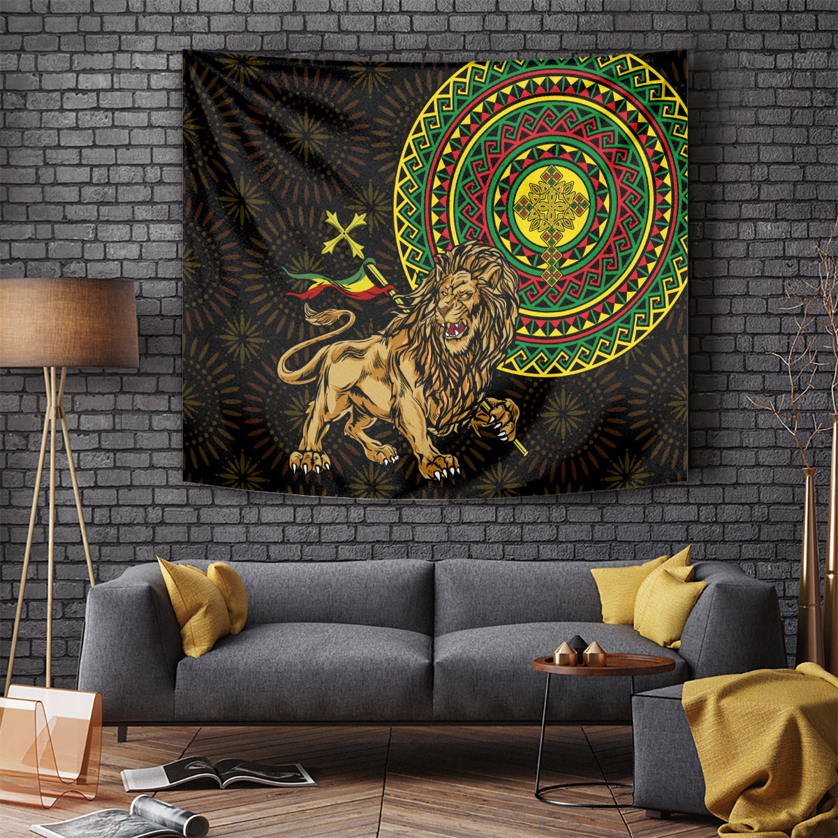 Ethiopia National Day Tapestry Lion Of Judah African Pattern - Wonder Print Shop