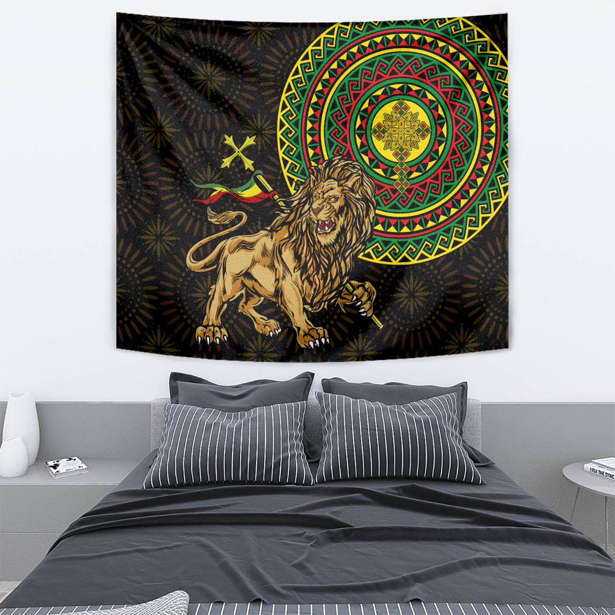 Ethiopia National Day Tapestry Lion Of Judah African Pattern - Wonder Print Shop