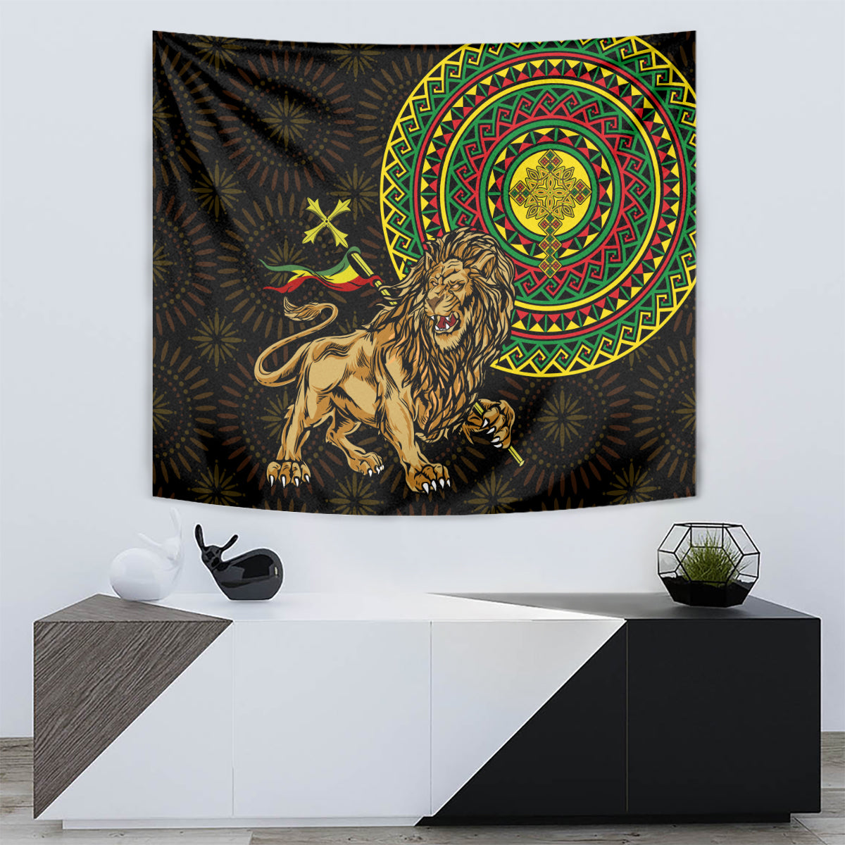 Ethiopia National Day Tapestry Lion Of Judah African Pattern - Wonder Print Shop