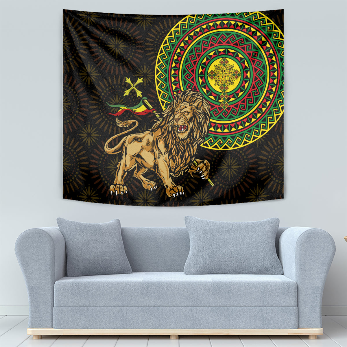 Ethiopia National Day Tapestry Lion Of Judah African Pattern - Wonder Print Shop
