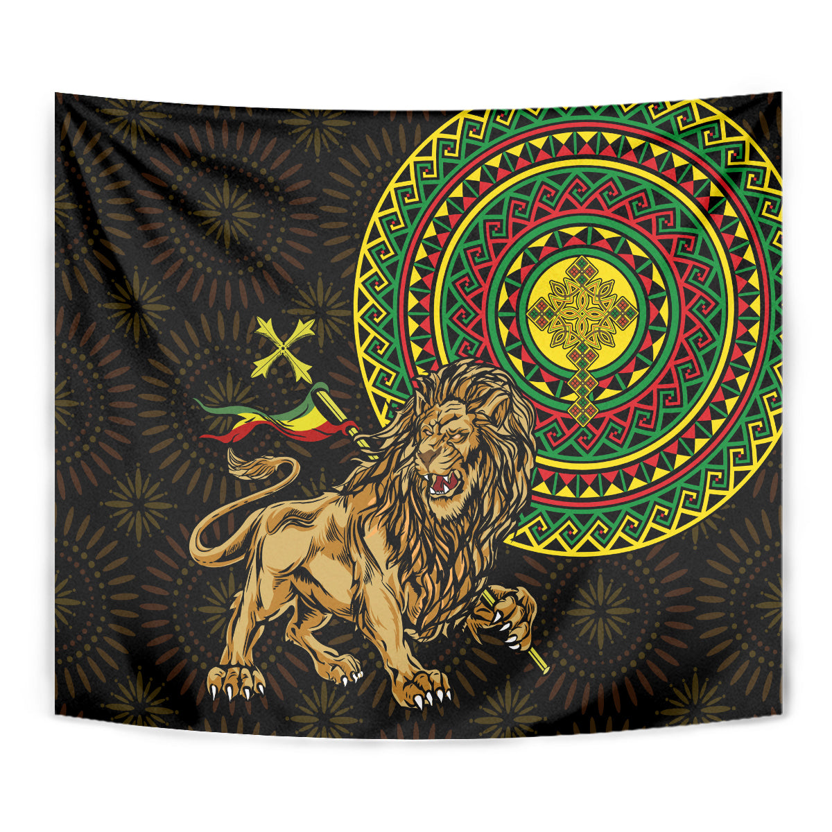 Ethiopia National Day Tapestry Lion Of Judah African Pattern - Wonder Print Shop