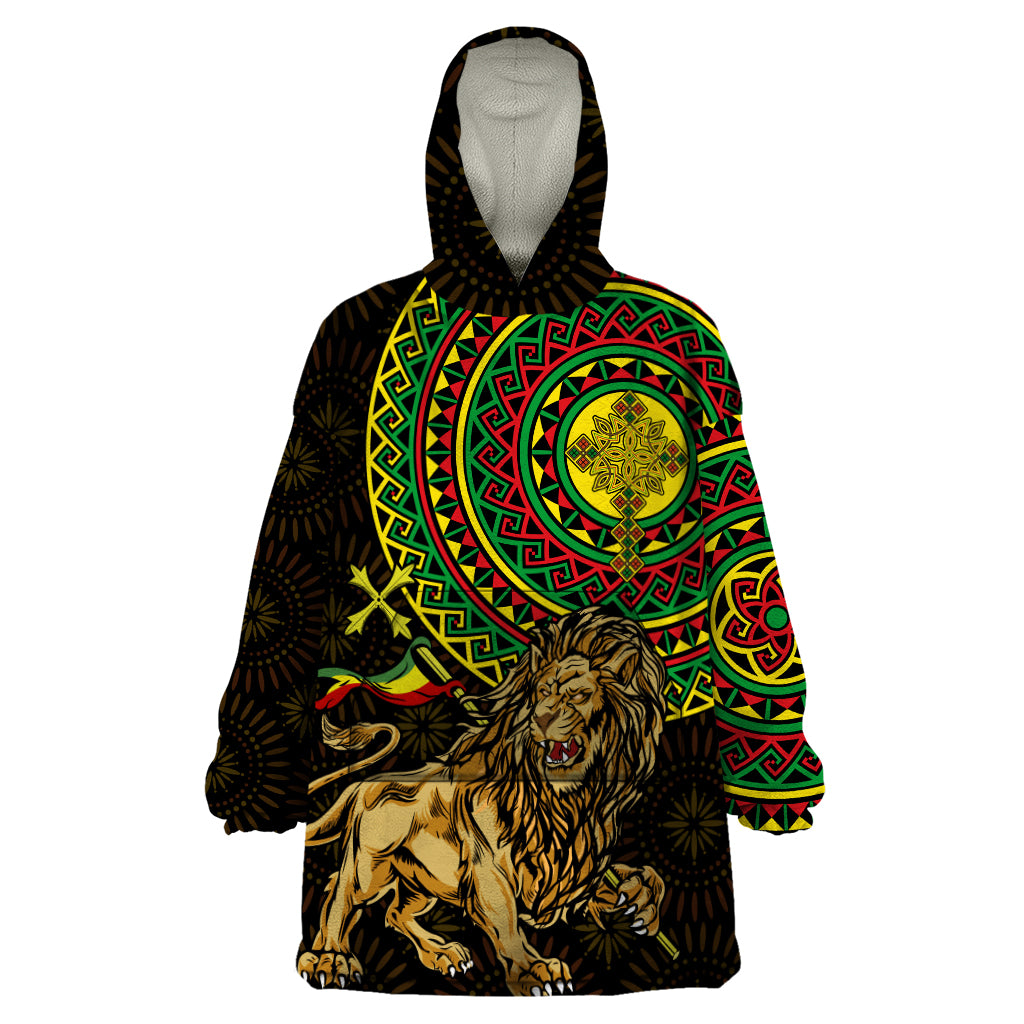 Ethiopia National Day Wearable Blanket Hoodie Lion Of Judah African Pattern